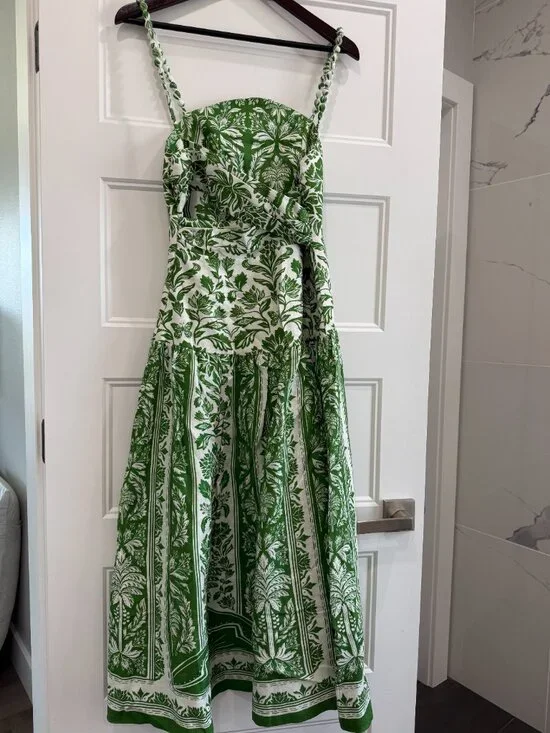 Farm Rio Dress Green Floral, long Casual - Picture 3 of 4